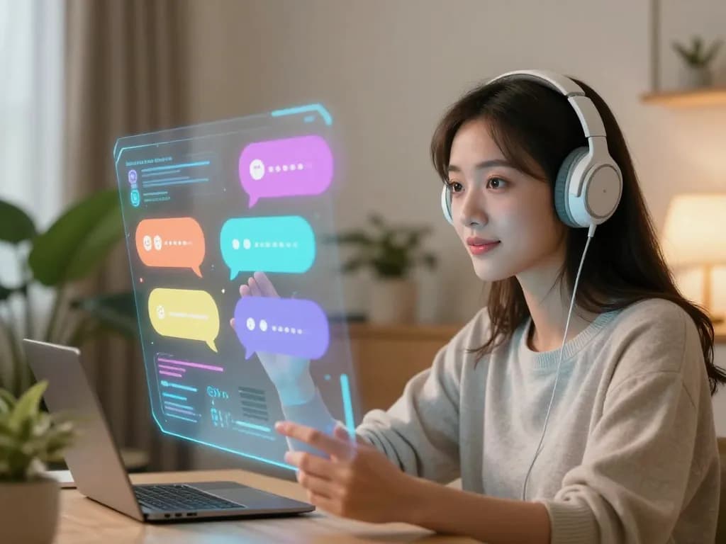 Engaging chat with girlfriend AI in a cozy virtual setting, showcasing emotional connection and interaction.