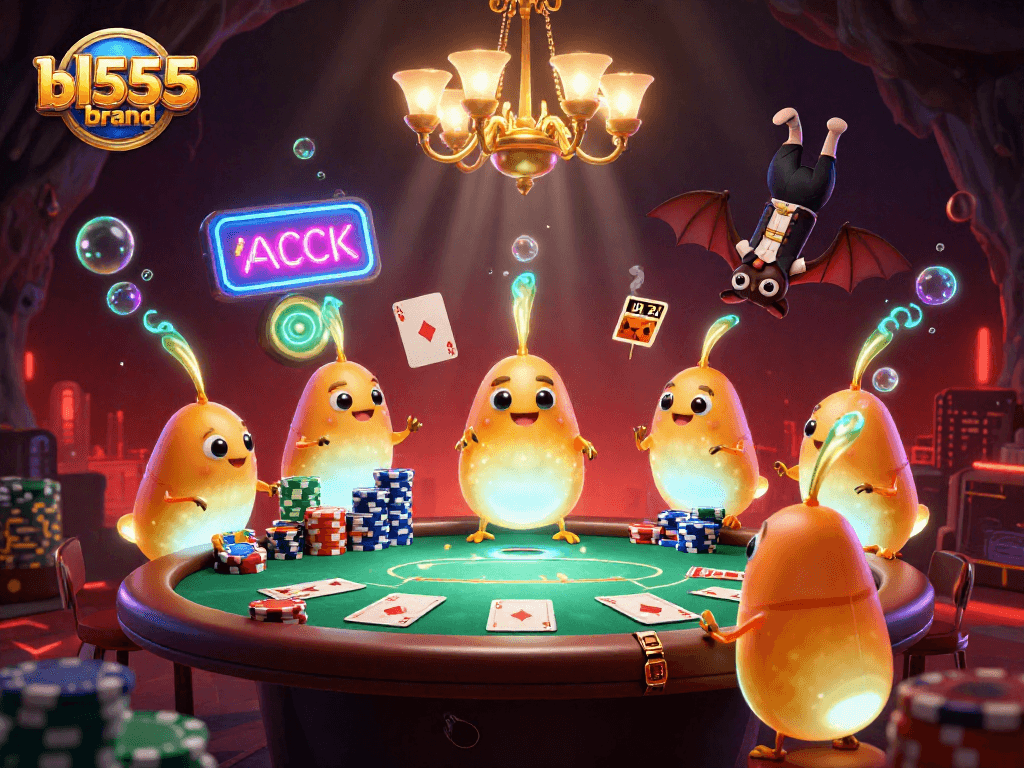 Experience the excitement of gaming at bl555brand's cave casino with vibrant 3D glowworms and a bat dealer.