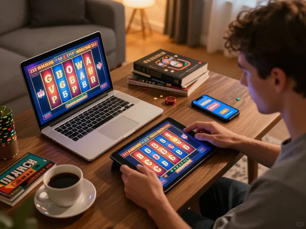 Player enjoying slots on 23Win’s user-friendly online platform, showcasing vibrant game experience.