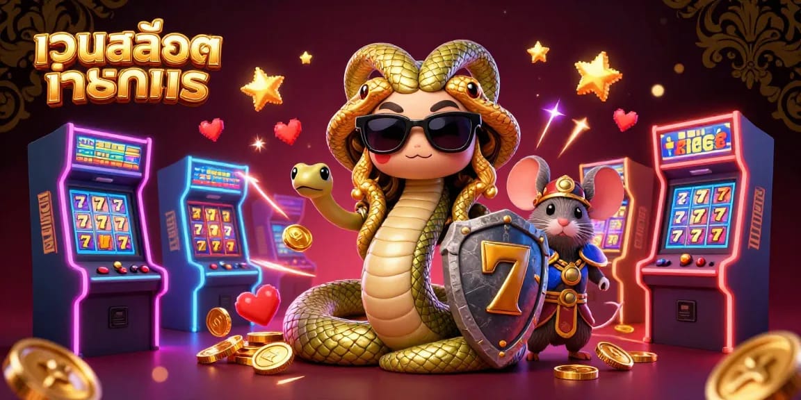 Experience thrilling gameplay in a vibrant scene featuring เว็บสล็อตทดลอง with slot reels and arcade games.
