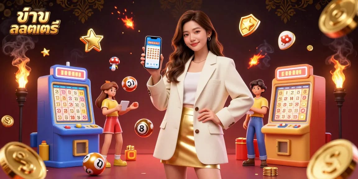 Engage with ข่าวลอตเตอรี่ through a vibrant 3D lottery illustration showcasing excitement and winning opportunities.