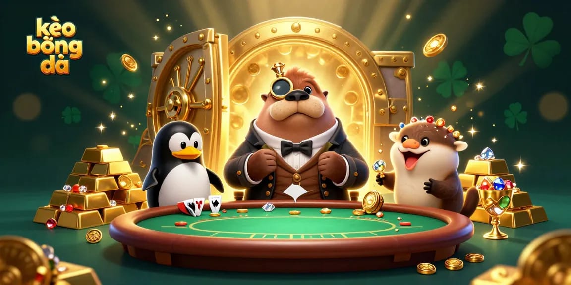Engage in kèo bóng đá with a packed underwater poker scene featuring vibrant character interactions and treasure.