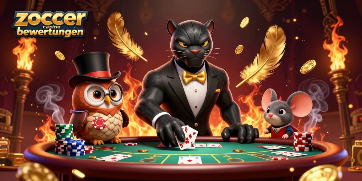 Engage with zoccer casino bewertungen while enjoying an exciting poker game illustrated with vibrant characters and elements.