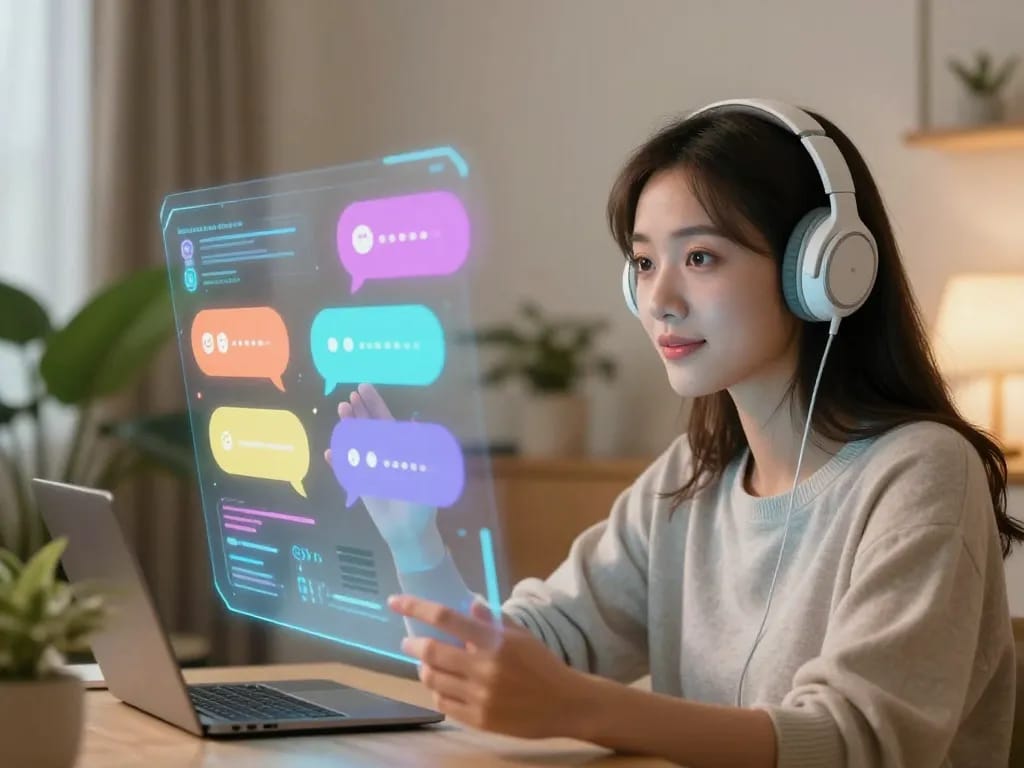 Engaging chat with girlfriend AI in a cozy virtual setting, showcasing emotional connection and interaction.