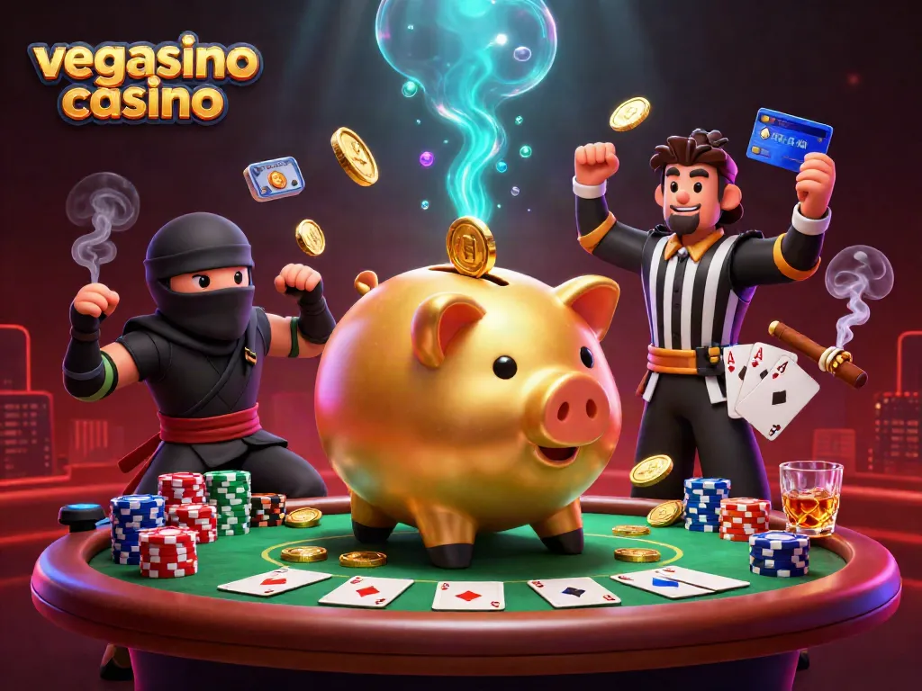 Engage with thrilling gameplay at vegasino casino, featuring a dynamic 3D cartoon gaming scene