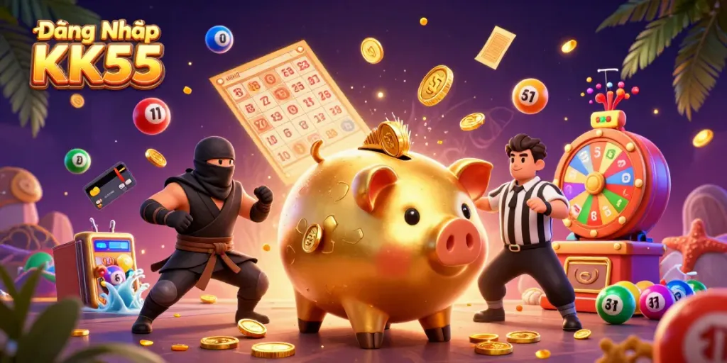 Experience the thrill of Đăng Nhập KK55 with dynamic casino elements and vibrant characters!