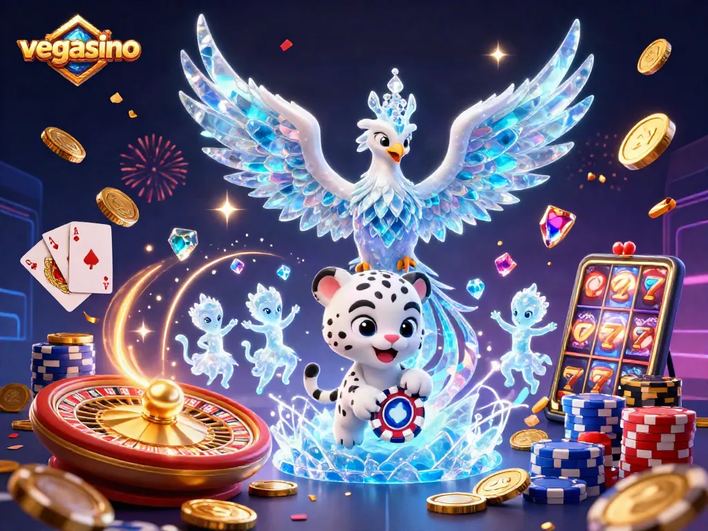 Experience the excitement of vegasino with a dazzling scene of animated characters and vibrant casino elements.