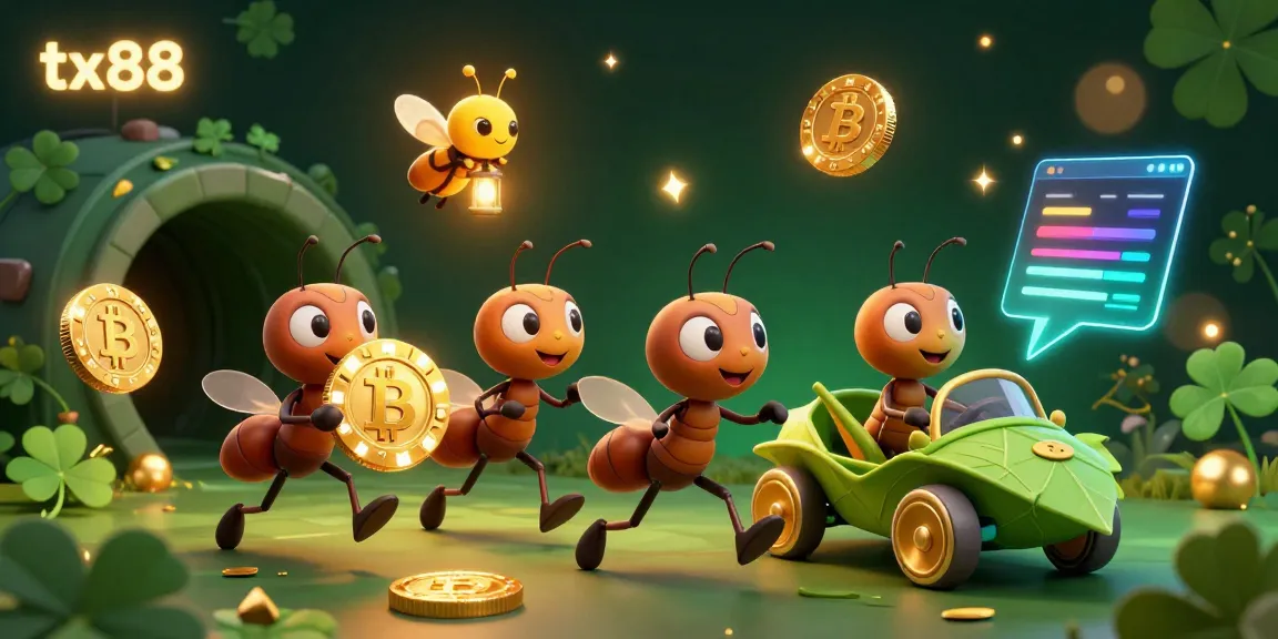 Engage with tx88's thrilling adventure as cartoon ants pull off a heist with oversized poker chips.