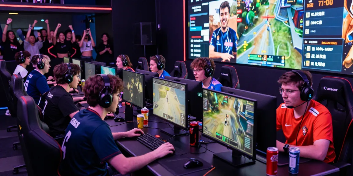 FAFA828 gaming tournament with diverse players in an exciting eSports arena.