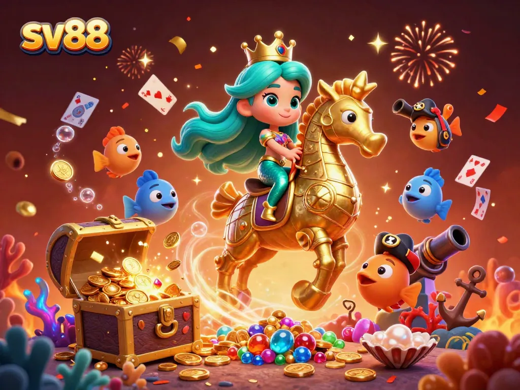 Engage in exciting gameplay at sv88 with a mystical underwater scene featuring a mermaid and seahorse.