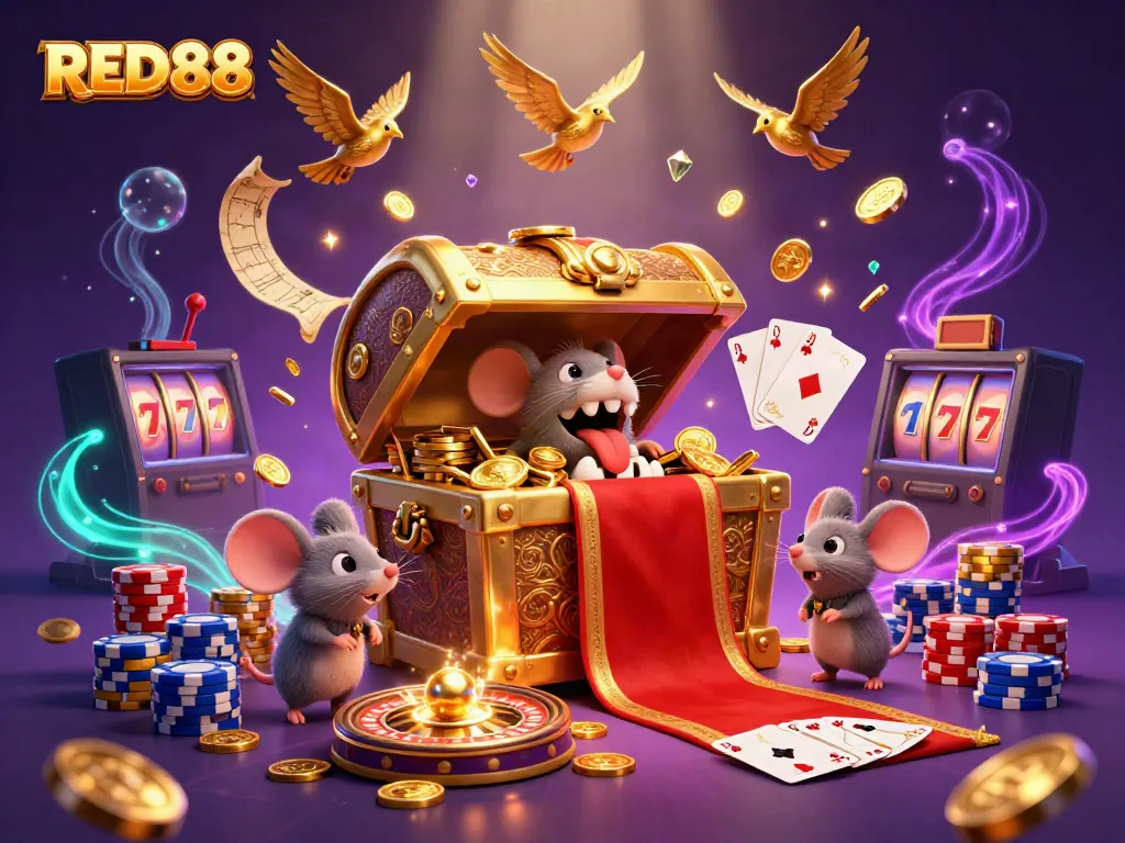 Engage with RED88's vibrant casino world featuring adventurous characters and exciting gaming elements.