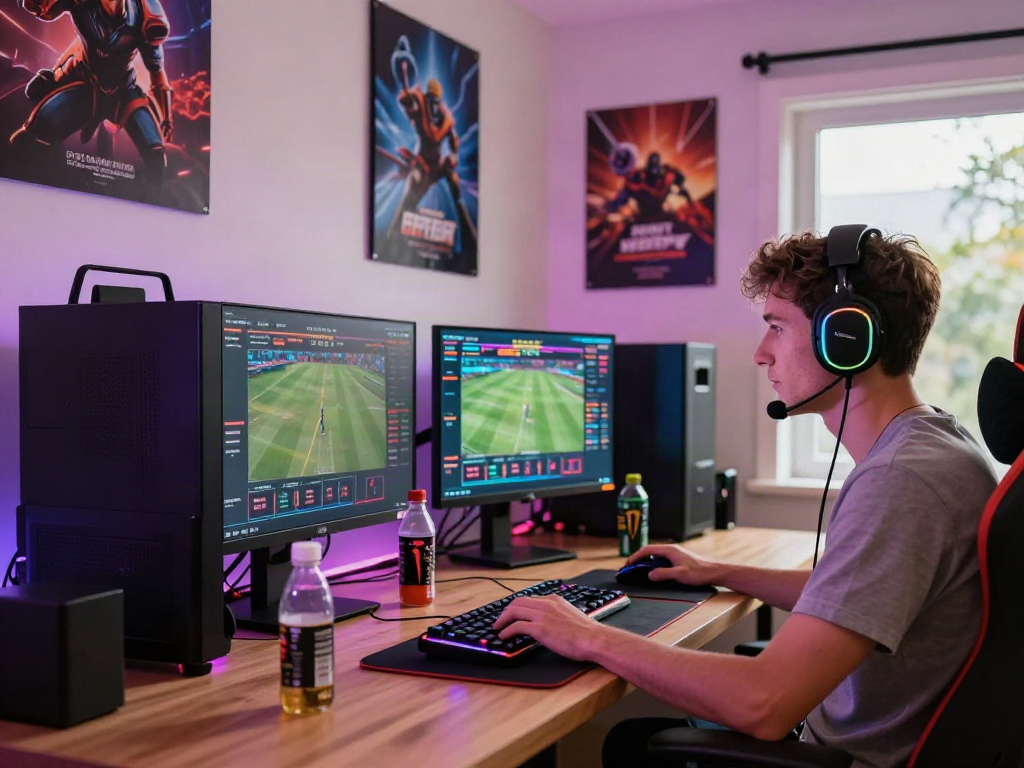 Dynamic online gaming setup featuring sv88 betting platform with gamer focused and vibrant decor.