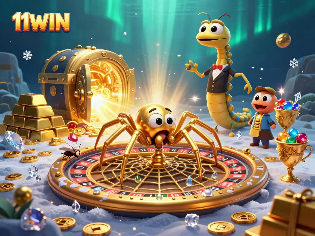 Experience thrilling bets with 11WIN in a rich casino-themed 3D setting, highlighting excitement.