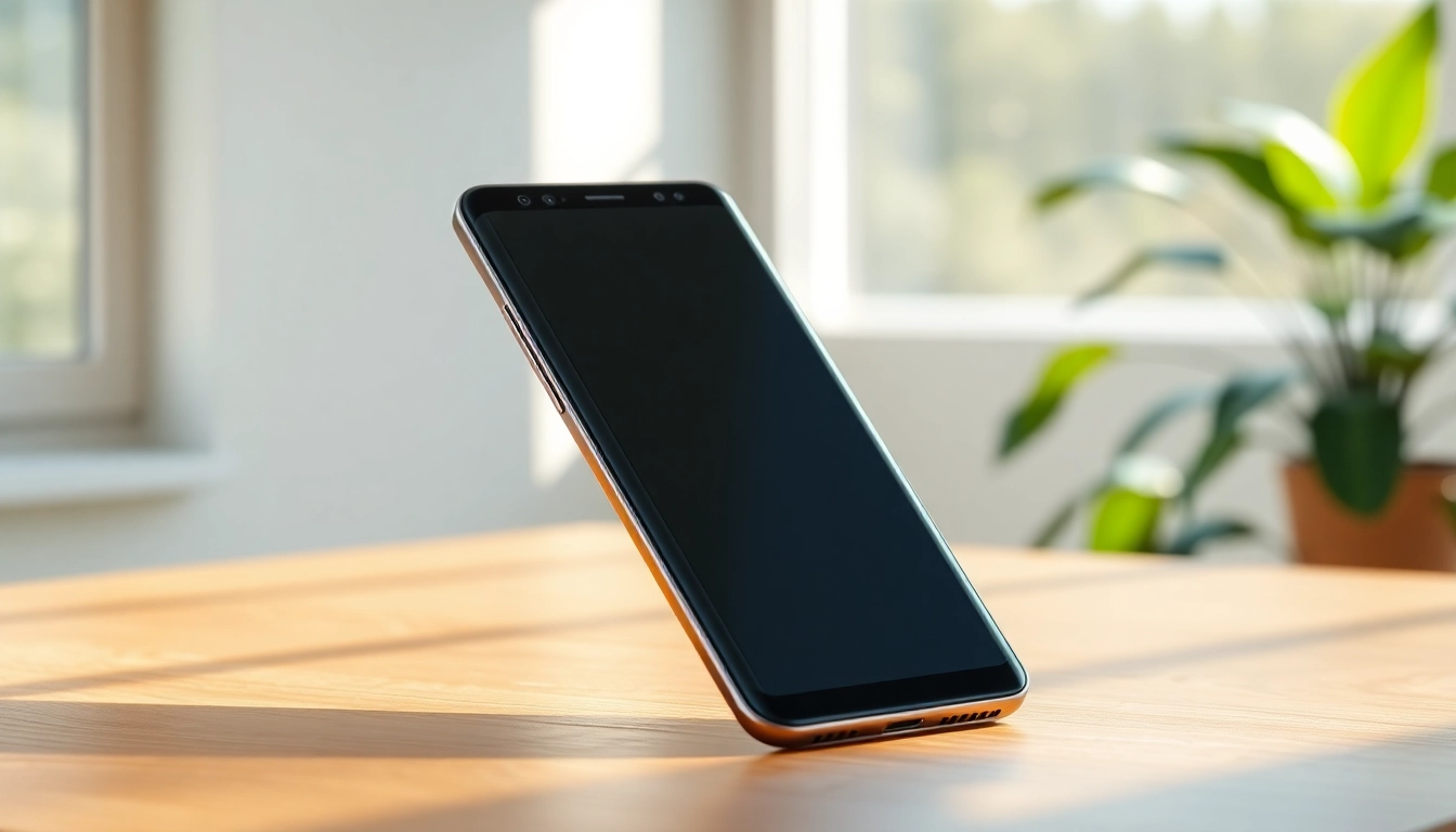 Samsung Galaxy S8 smartphone showcasing its sleek design and vibrant display on a contemporary desk.